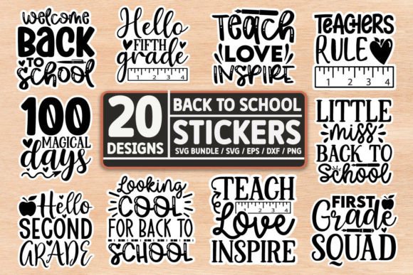 Back to School Stickers SVG Bundle